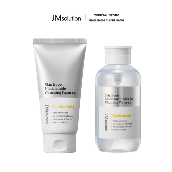 JMsolution Combo Skin Boost Sữa Rửa Mặt 150ml Và Tẩy Trang 500m Làm Sạch Chuyên Sâu