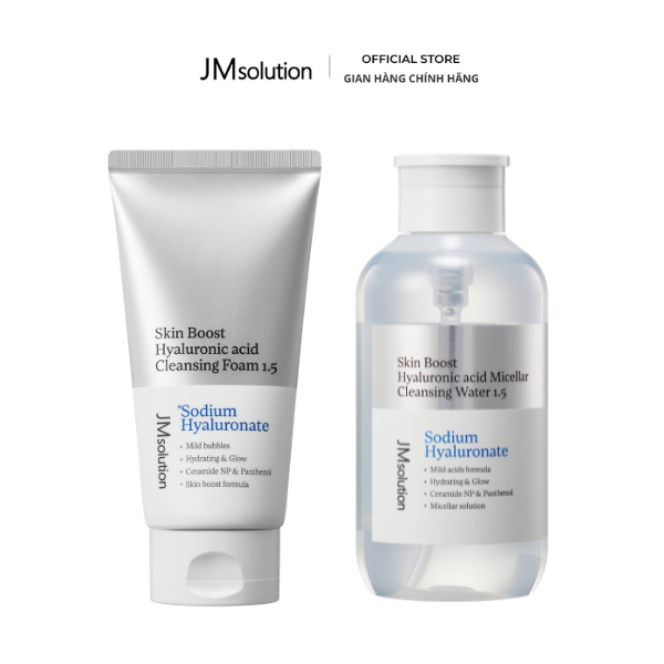 JMsolution Combo Skin Boost Sữa Rửa Mặt 150ml Và Tẩy Trang 500m Làm Sạch Chuyên Sâu