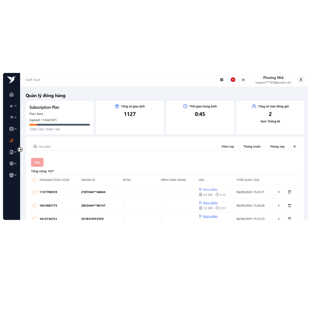Giải pháp Ghi Hình Đóng Gói - SwiftTrack