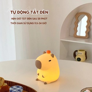 Đèn ngủ Capybara cảm ứng dễ thương bằng silicon có thể điều chỉnh độ sáng trang trí, sinh nhật