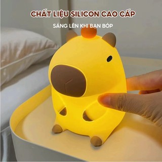 Đèn ngủ Capybara cảm ứng dễ thương bằng silicon có thể điều chỉnh độ sáng trang trí, sinh nhật