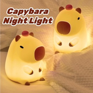 Đèn ngủ Capybara cảm ứng dễ thương bằng silicon có thể điều chỉnh độ sáng trang trí, sinh nhật