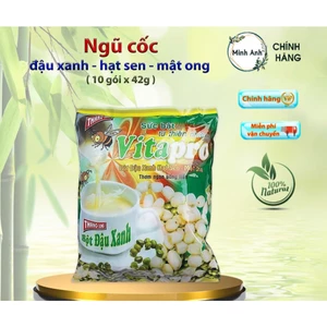 COMBO 2 BỊCH - BỘT ĐẬU XANH HẠT SEN - MẬT ONG ( có đường ) 420g – VITAPRO ( 2 bịch = 20 gói nhỏ )