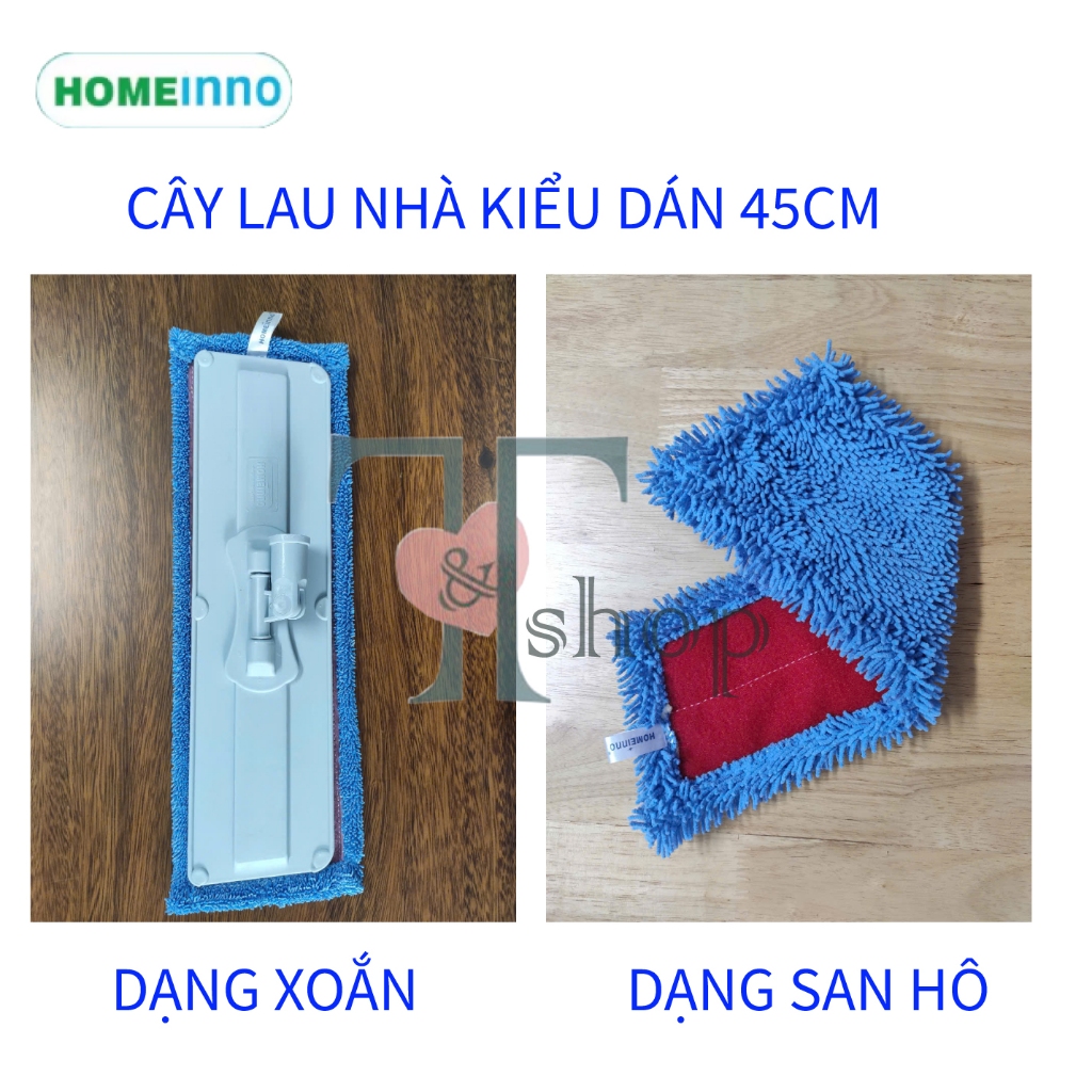 [HỎA TỐC]Cây Lau Nhà Bảng Lau Dán Nhựa 45cm Homeinno Cán Rút 90cm - Dài 140cm Hoặc Cán 4 Khúc Nối Dài 1m4