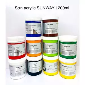 Sơn acrylic 3D sunway hũ 1200ml màu trắng, vàng thư, màu đen