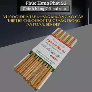 Vĩ 10 Đôi Đũa Tre Kháng Khuẩn Cao Cấp – Thiết Kế Chuôi Đốt Trúc Sang Trọng – An Toàn, Bền Đẹp