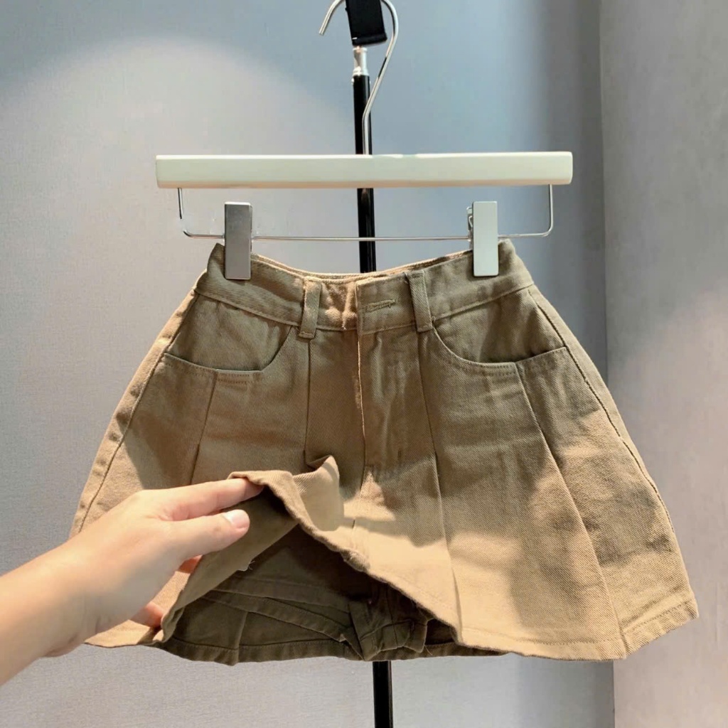 Chân Váy Jean Xếp Li Dáng Chữ A, Váy Bò Ngắn Có Lót Trong Hót Trend Cho Nữ