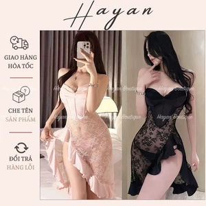 HT107 Váy ngủ sexy đuôi cá xẻ đùi tôm dáng,đầm ngủ ren xuyên thấu ôm body tôn dáng HT107