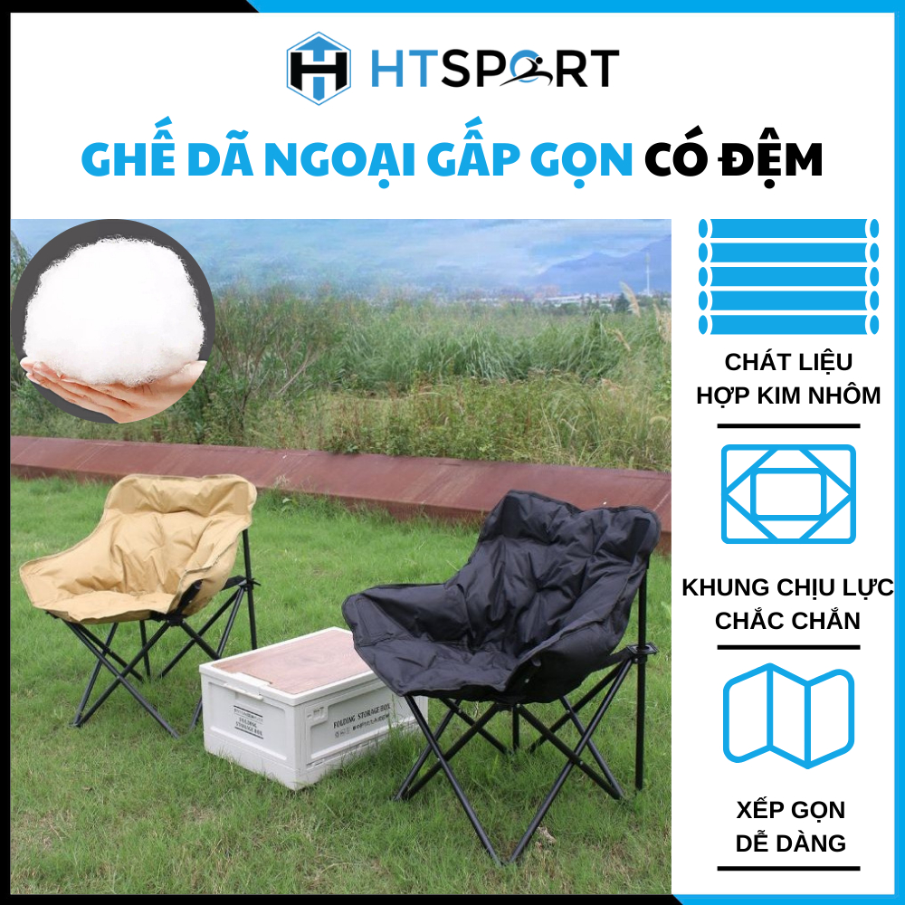 Ghế Đẩu Cắm Trại Có Tựa Lưng, Ghế Ngồi Điều Chỉnh Lưng Có Đệm – Ghế Du Lịch, Camping, Cắm Trại Ngoài Trời