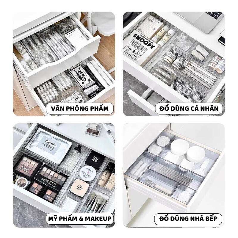 Khay Nhựa ENODA HOME Đựng Mĩ Phẩm Có Thể Xếp Chồng Tiện Lợi, Khay Đựng Đồ Trong Suốt Đa Kích Thước P300
