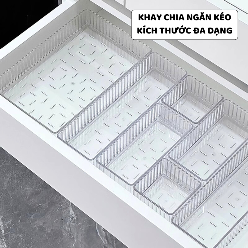 Khay Nhựa ENODA HOME Đựng Mĩ Phẩm Có Thể Xếp Chồng Tiện Lợi, Khay Đựng Đồ Trong Suốt Đa Kích Thước P300