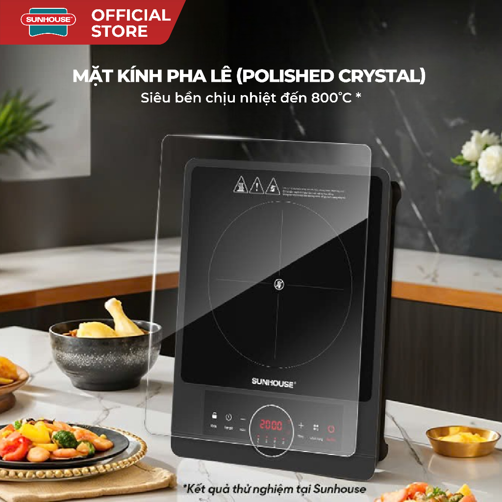 Bếp hồng ngoại Sunhouse SHD6012A - Công suất 2000W - Mặt kính pha lê - Chế độ hẹn giờ - Khóa trẻ em - Đa chức năng | BigBuy360 - bigbuy360.vn