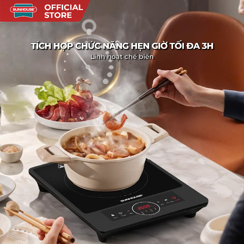 Bếp hồng ngoại Sunhouse SHD6012A - Công suất 2000W - Mặt kính pha lê - Chế độ hẹn giờ - Khóa trẻ em - Đa chức năng | BigBuy360 - bigbuy360.vn