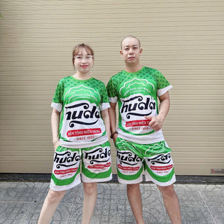 Bộ đồ nam thể thao Thun lạnh bia HUDA, Bộ nữ mặc nhà, tập gym co dãn 4 chiều mặc nhóm gia đình KL2