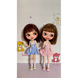 Đầm 2 dây caro dễ thương size blythe,ob24
