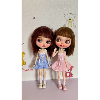 Đầm 2 dây caro dễ thương size blythe,ob24
