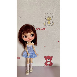 Đầm 2 dây caro dễ thương size blythe,ob24