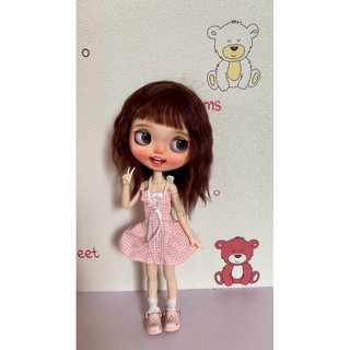 Đầm 2 dây caro dễ thương size blythe,ob24