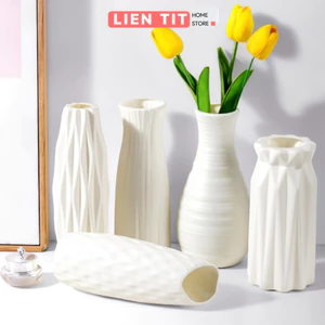Bình Hoa Nhựa Decor Giả Gốm Cao Cấp, Lọ Cắm Hoa Để Bàn Cắm Hoa Kẽm Nhung, Hoa Giả, Hoa Thật Trang Trí Nhà Cửa