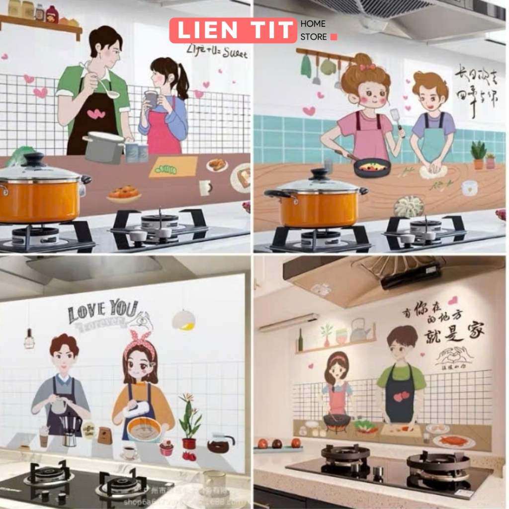 Tranh Dán Bếp Chống Dầu Mỡ 60 x 90cm  Chịu Nhiệt, Giấy Decal Trang Trí Decor Bếp Đẹp