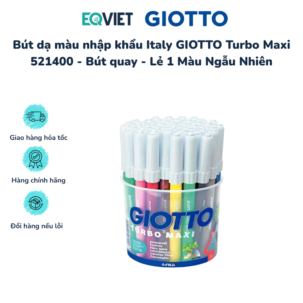 Bút dạ GIOTTO Turbo Maxi 521400 ITALY, Viết dạ vẽ được đa chất liệu, nhiều màu lựa chọn