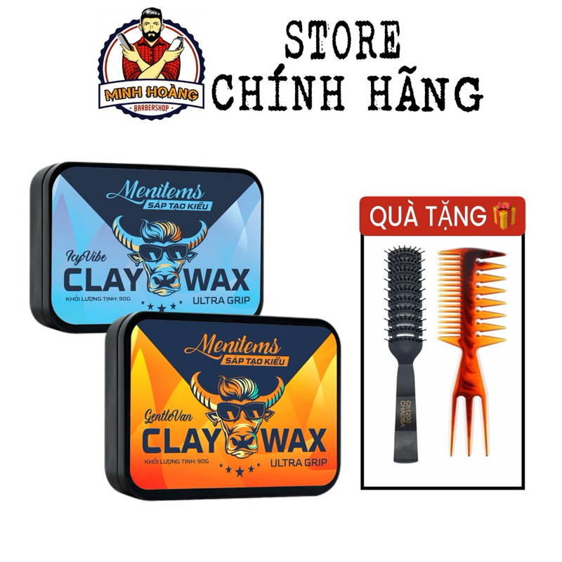 Sáp vuốt tóc Menitems Clay Wax Ultra Grip 90g, sáp Menitems vi tinh thể ...