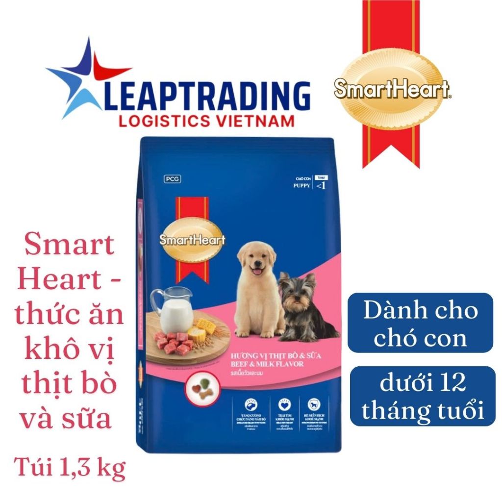 [DATE 04/2026] Smart Heart - Thức ăn khô vị thịt bò và sữa cho chó con ...