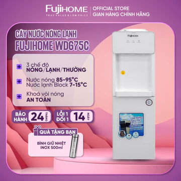 Cây nước nóng lạnh sâu 3 vòi Block Fujihome WD675C nhập khẩu, máy nước uống nóng lạnh bình lọc úp khoá vòi nóng an toàn