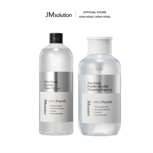 JMsolution combo làm sạch & cân bằng da, dưỡng ẩm mịn màng Skin Boost Cleansing Water & Toner（500ml + 600ml）
