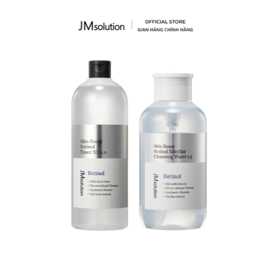 JMsolution combo làm sạch & cân bằng da, dưỡng ẩm mịn màng Skin Boost Cleansing Water & Toner（500ml + 600ml）