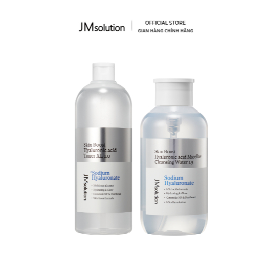 JMsolution combo làm sạch & cân bằng da, dưỡng ẩm mịn màng Skin Boost Cleansing Water & Toner（500ml + 600ml）