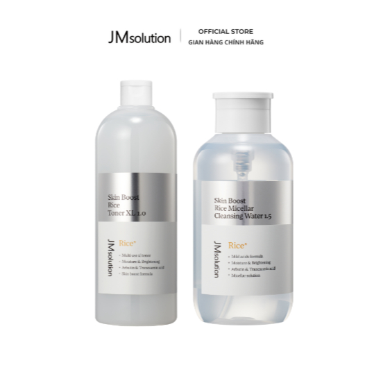 JMsolution combo làm sạch & cân bằng da, dưỡng ẩm mịn màng Skin Boost Cleansing Water & Toner（500ml + 600ml）