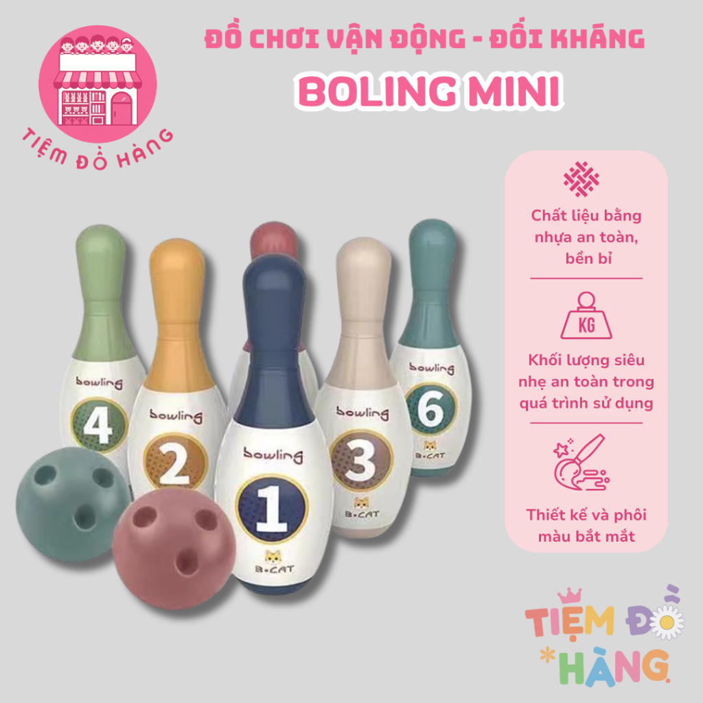 Bộ Đồ Chơi Ném Bowling, Trò Chơi Vận Động Cho Bé Với Chất Liệu Nhựa ABS An Toàn