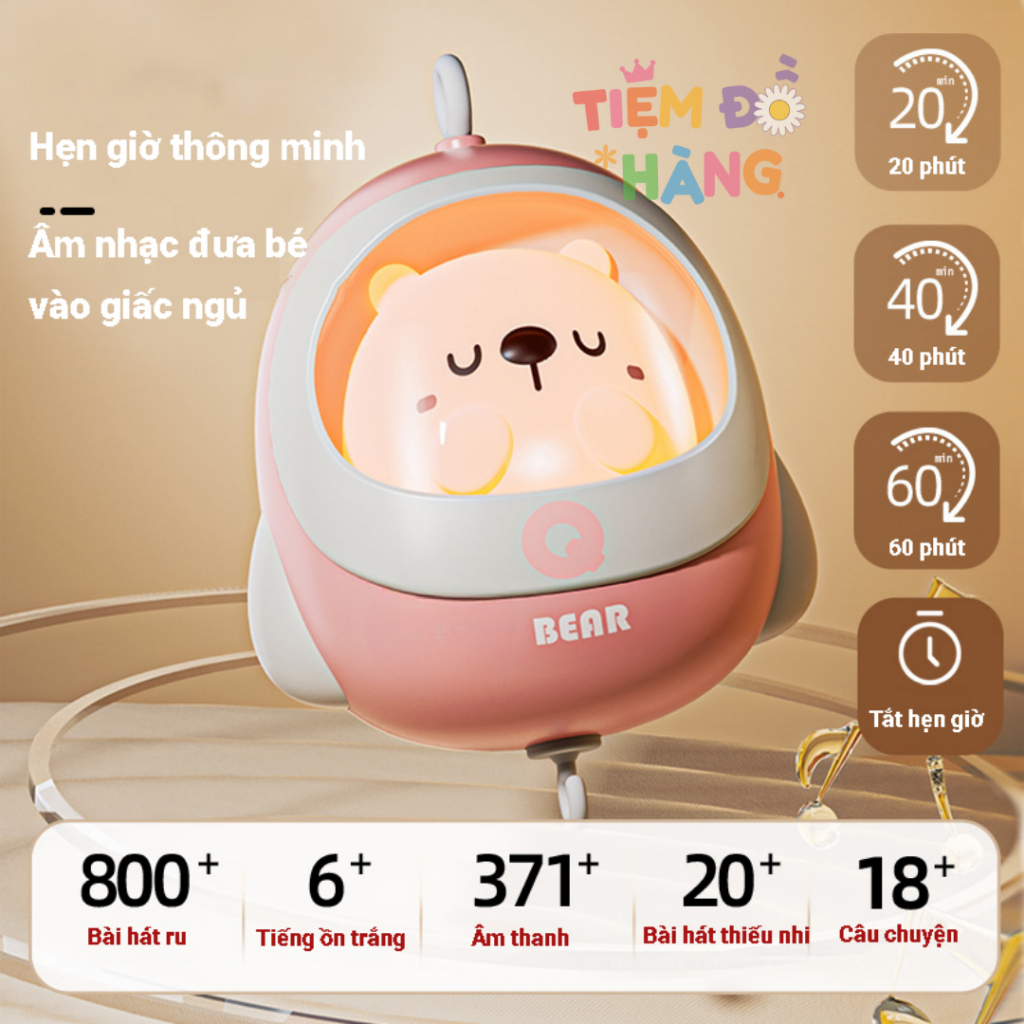 [Màu Hồng] Đồ Chơi Treo Nôi Cũi Cho Bé Sơ Sinh Điều Khiển Từ Xa Có Đèn, Nhạc, Xoay 360 Độ