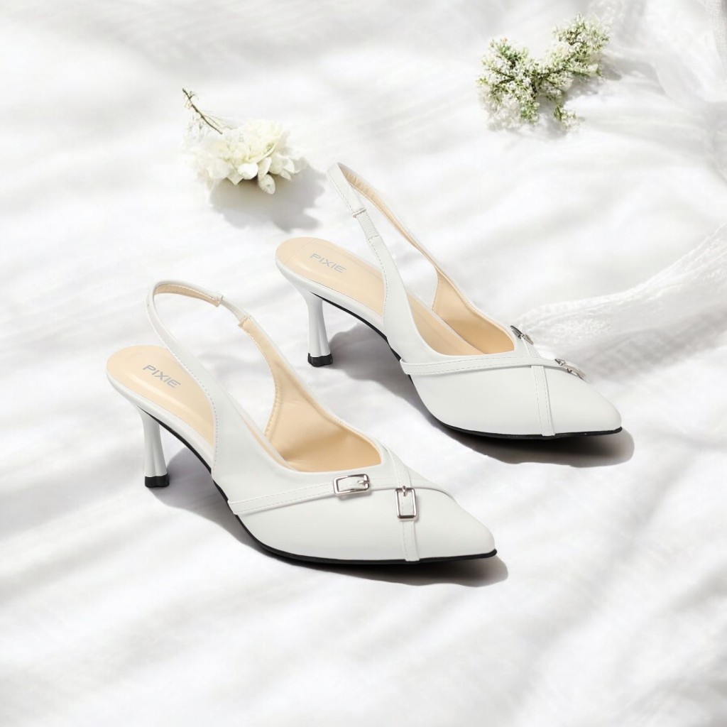 [XẢ KHO] [Form nhỏ] Giày Slingback Gót 7 Phân Phối Khoá Chéo Pixie H395