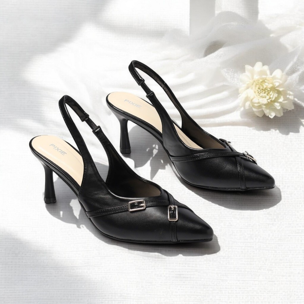 [XẢ KHO] [Form nhỏ] Giày Slingback Gót 7 Phân Phối Khoá Chéo Pixie H395