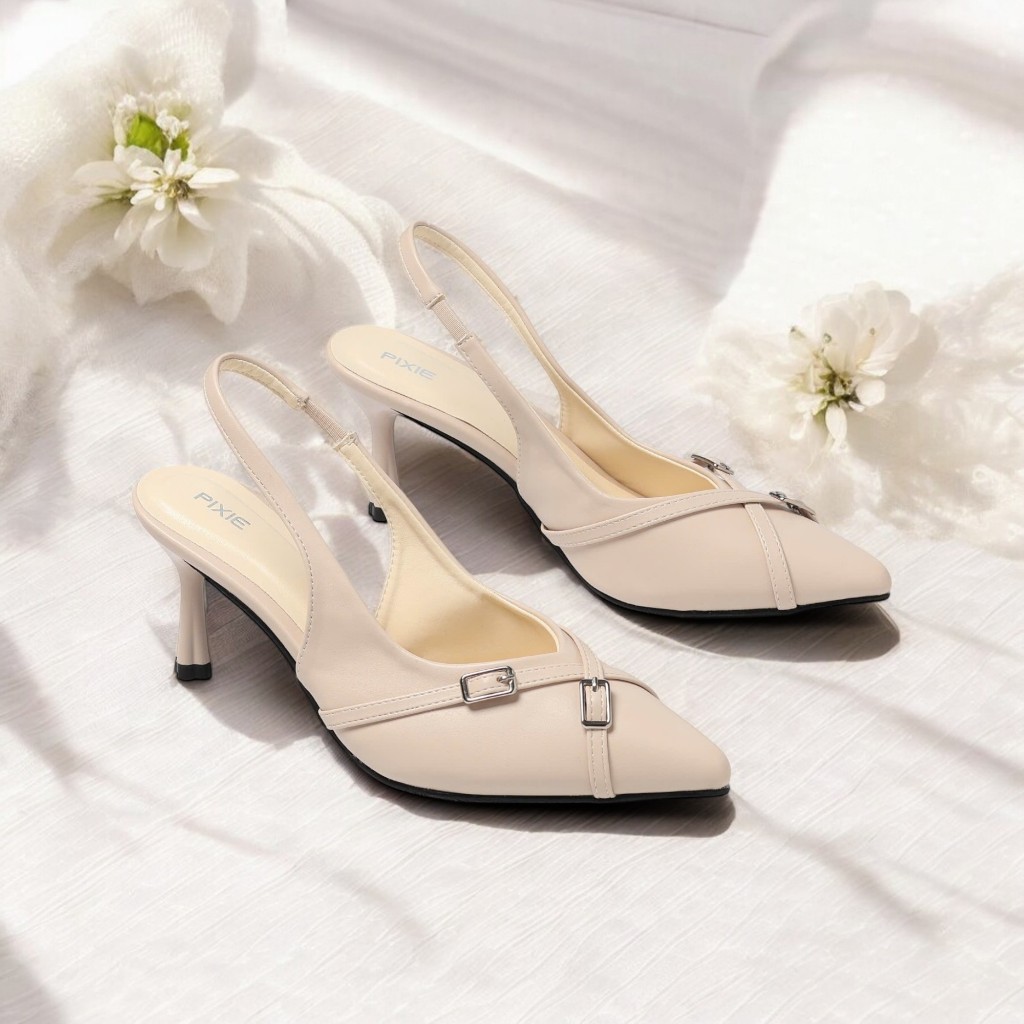 [XẢ KHO] [Form nhỏ] Giày Slingback Gót 7 Phân Phối Khoá Chéo Pixie H395