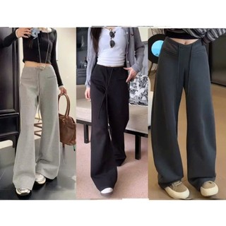 Quần Dài Nữ Ống Rộng Trơn Suông Cạp Chun Dây Rút Chất Vải Thun Da Cá WQU005
