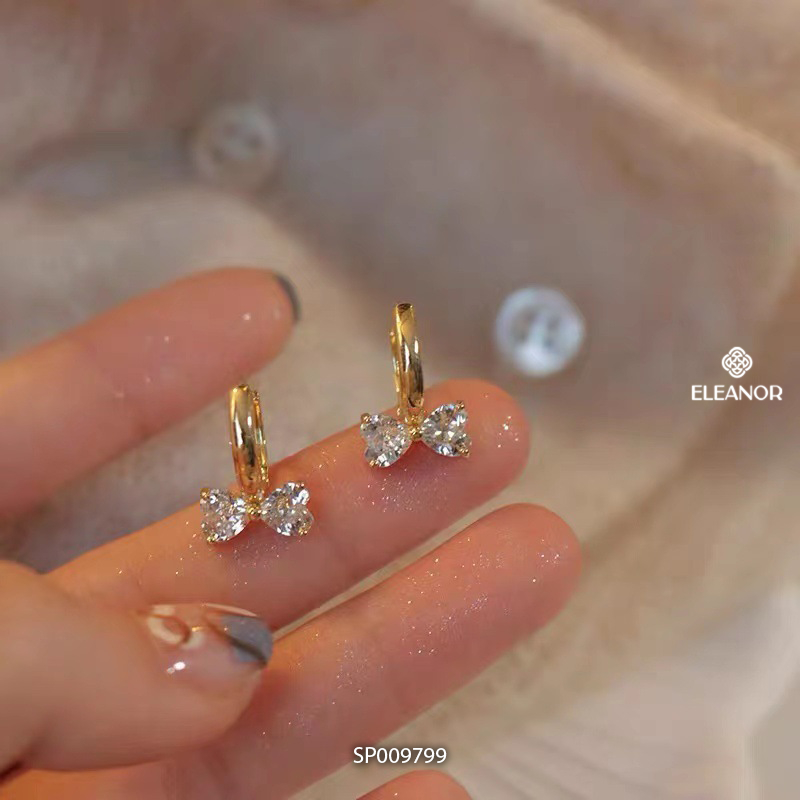 Bông tai nữ chuôi bạc 925 Eleanor Accessories hình nơ đính đá phụ kiện trang sức khuyên tai 9753