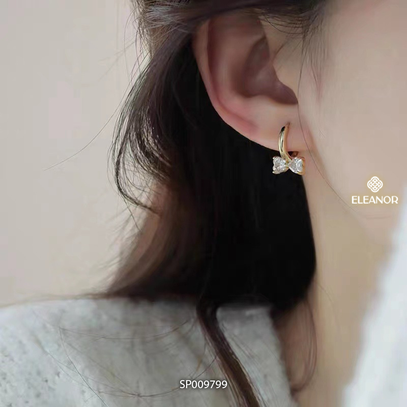 Bông tai nữ chuôi bạc 925 Eleanor Accessories hình nơ đính đá phụ kiện trang sức khuyên tai 9753