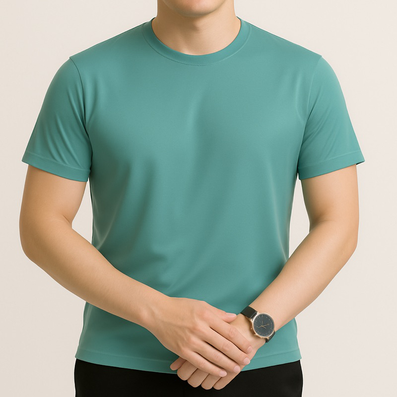 Áo Thun Nam Co Giãn 4 Chiều Cotton Lạnh Cổ Tròn Basic, Dễ Mặc Đi Làm Đi Chơi