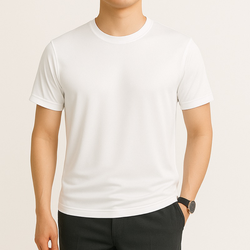 Áo Thun Nam Co Giãn 4 Chiều Cotton Lạnh Cổ Tròn Basic, Dễ Mặc Đi Làm Đi Chơi