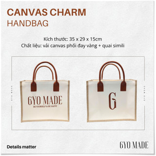 Túi tote Canvas Charm GYOMADE® chất liệu cao cấp, quai simili chắc chắn, có khóa kéo | GP009BR