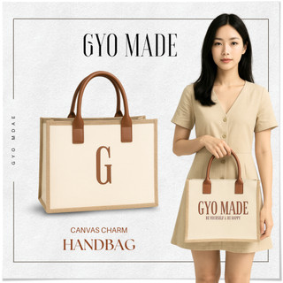 Túi tote Canvas Charm GYOMADE® chất liệu cao cấp, quai simili chắc chắn, có khóa kéo | GP009BR