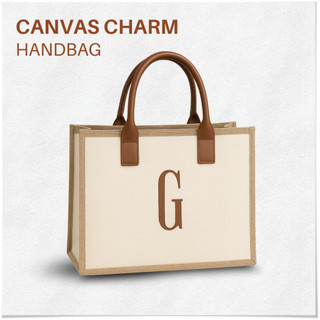 Túi tote Canvas Charm GYOMADE® chất liệu cao cấp, quai simili chắc chắn, có khóa kéo | GP009BR