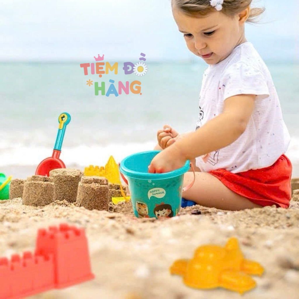 Set Bộ Đồ Chơi Xúc Cát 18 Chi Tiết, Hình Ngựa, Hình Khủng Long Cho Bé Chơi Đùa Trên Biển