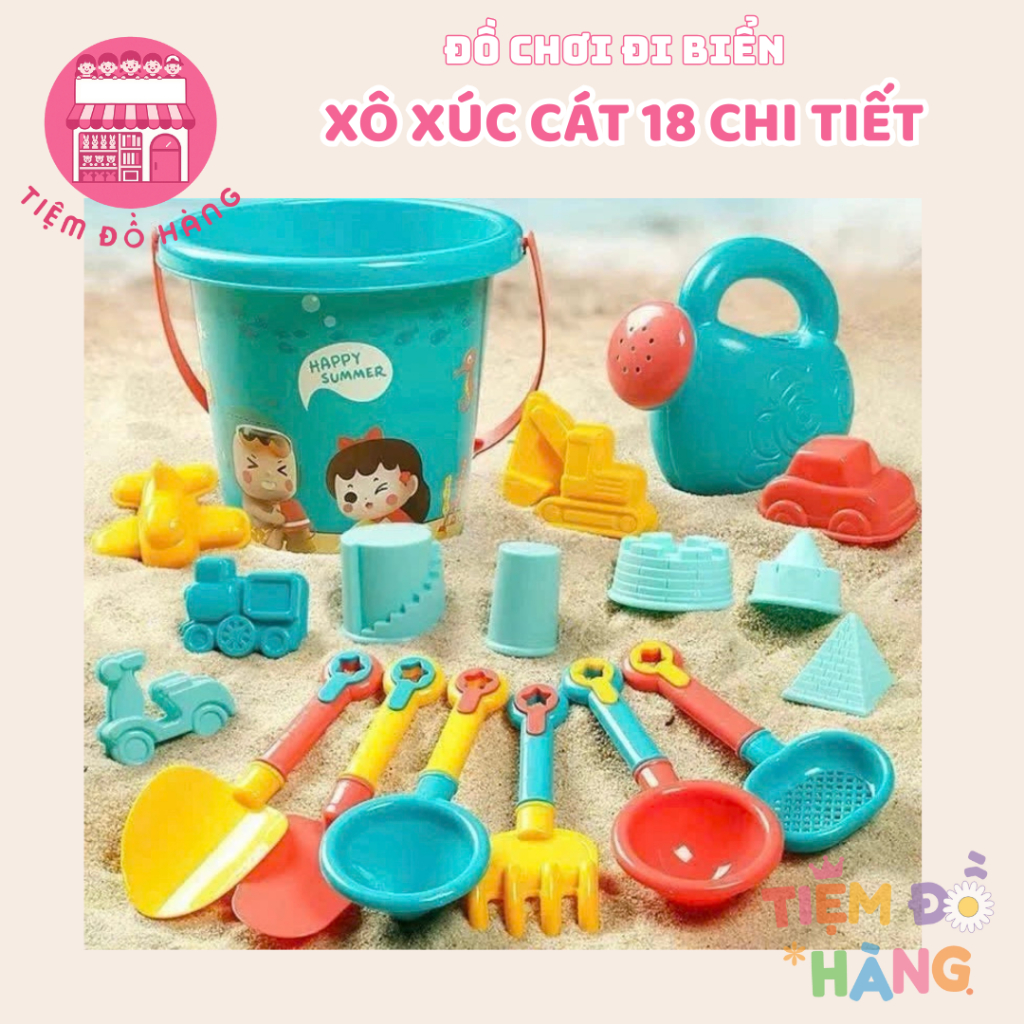 Set Bộ Đồ Chơi Xúc Cát 18 Chi Tiết, Hình Ngựa, Hình Khủng Long Cho Bé Chơi Đùa Trên Biển