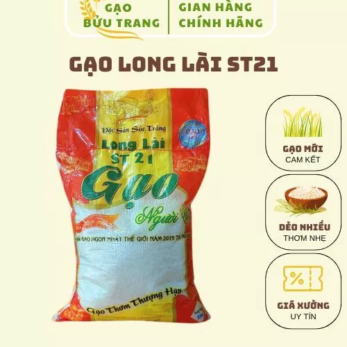 Gạo Thơm ST21 5kg Gạo Mới Dẻo Nhiều Thơm Săn Cơm - Gạo Bửu Trang
