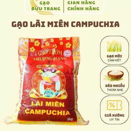 Gạo Lài Miên Việt Nam 10kg Gạo Mới Dẻo Vừa Thơm Tự Nhiên Săn Cơm - Gạo Bửu Trang