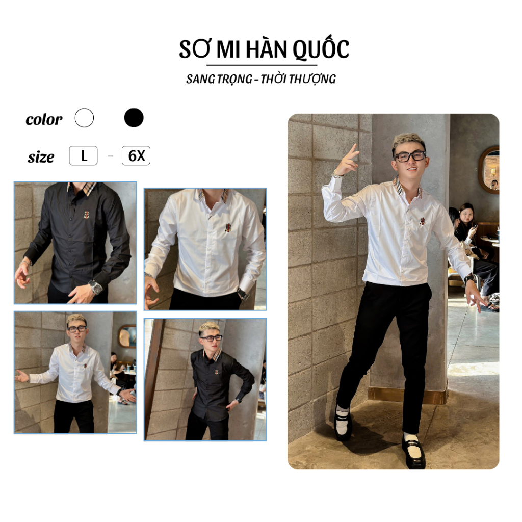 Áo Sơmi Nam Cao Cấp Phong Cách Hàn Quốc Thiết Kế Basid Đơn Giản  Menswear Ảnh Thật 100%